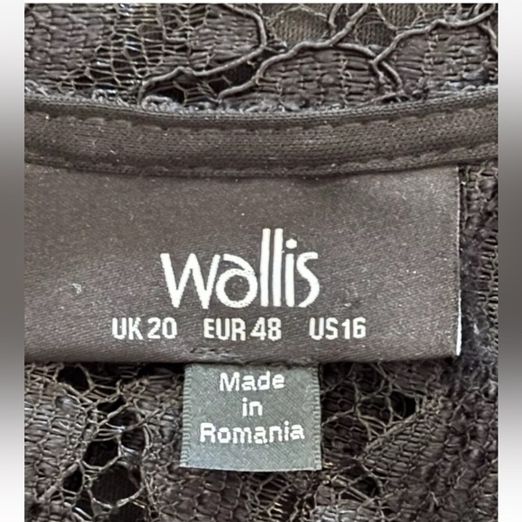 Wallis Black Lace Dress Women Sz 16 EUR 48 UK 20 ALine Party Grunge Classy Event - Picture 8 of 10